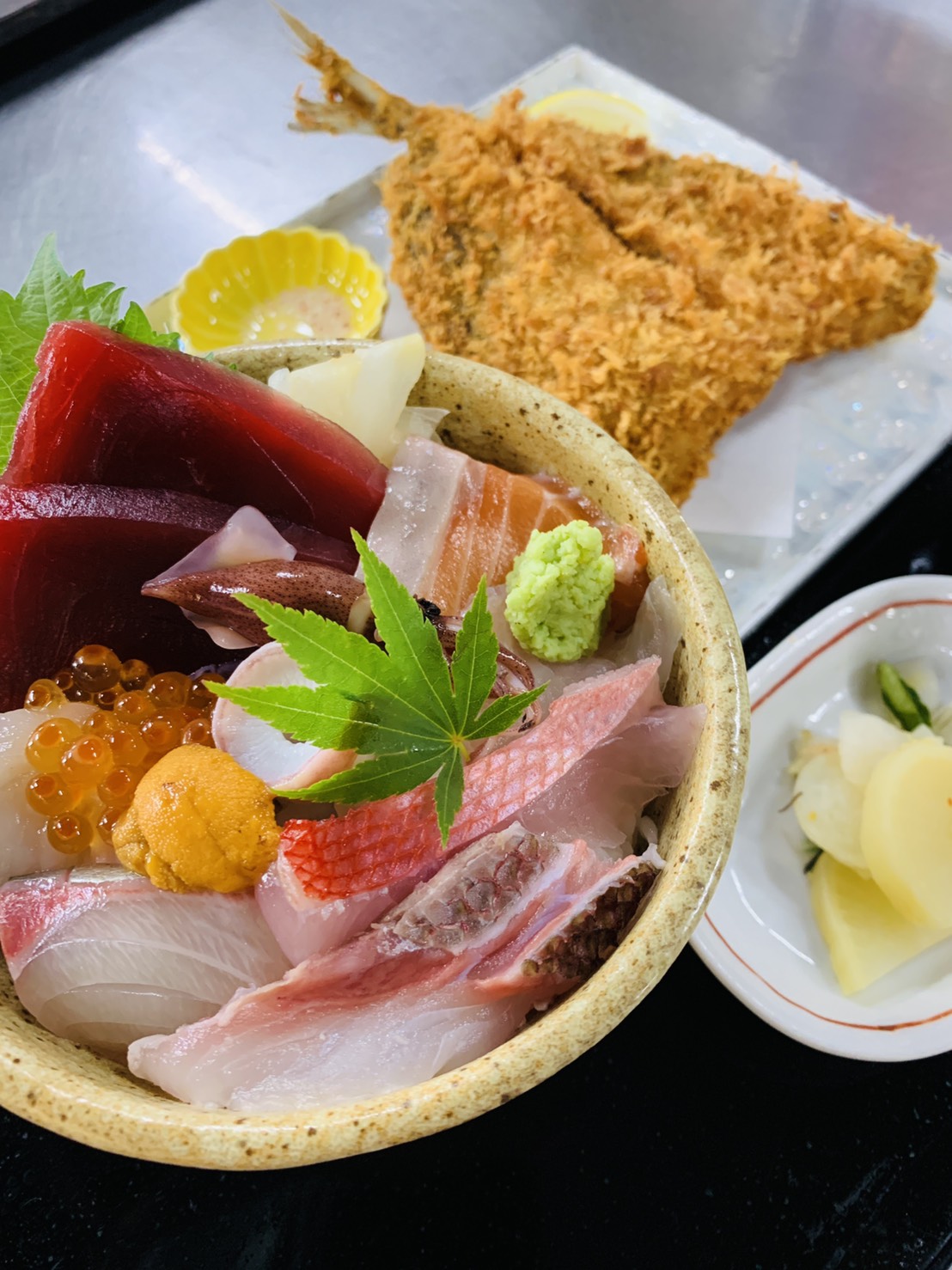 アジフライ＆海鮮丼セット